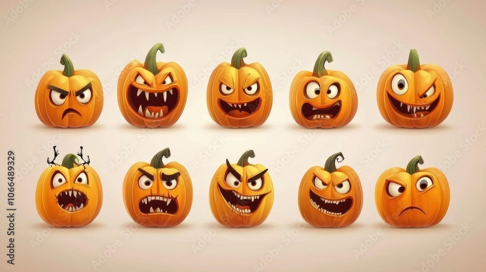 Funny Scary Pumpkin Faces for Halloween Decoration