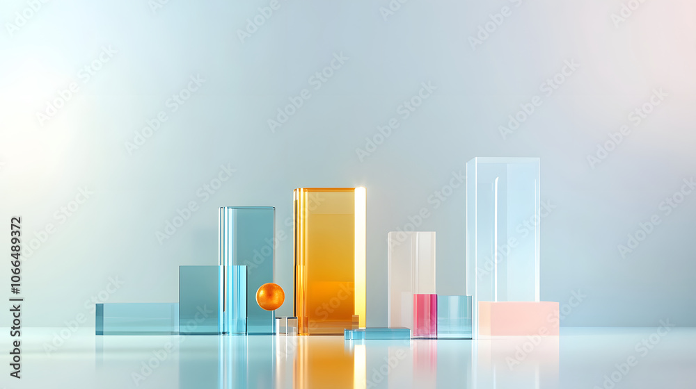 Modern 3D render of colorful geometric shapes representing growth