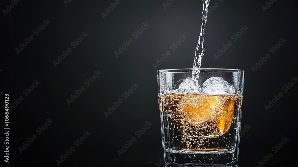 Cascading Water Over Broken Glass in Dark Scene Cascading Water Over Broken Glass in Dark Scene