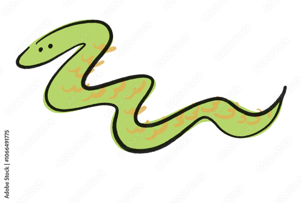 Fototapeta premium 筆書きの可愛いヘビのイラスト 年賀状素材