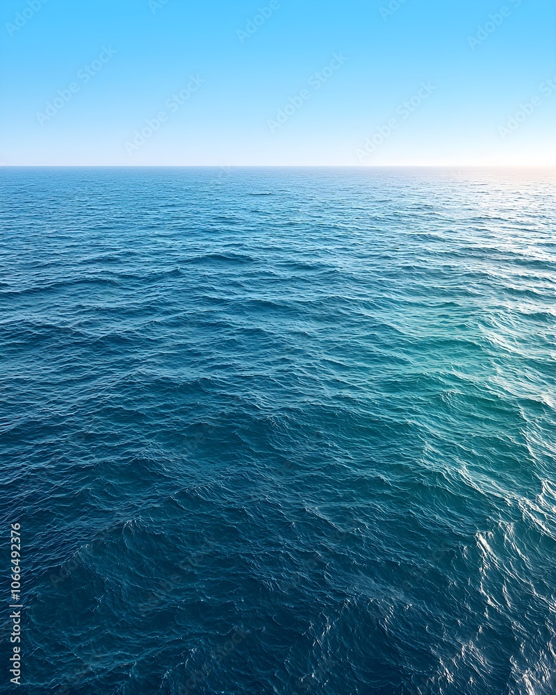 Fototapeta premium Tranquil blue ocean waves under a clear sky