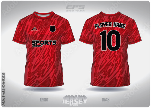 EPS jersey sports shirt vector.red floating oil pattern design, illustration, textile background for round neck sports t-shirt, football jersey shirt