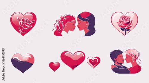 Romantic Illustrations of Love and Affection