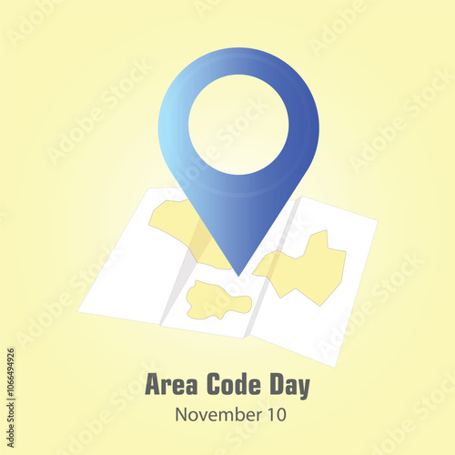 Area Code Day is celebrated on November 10. GPS location pin on map vector, illustration.