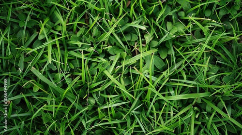 Close-Up View of Lush Green Grass Blades - Nature Texture Background