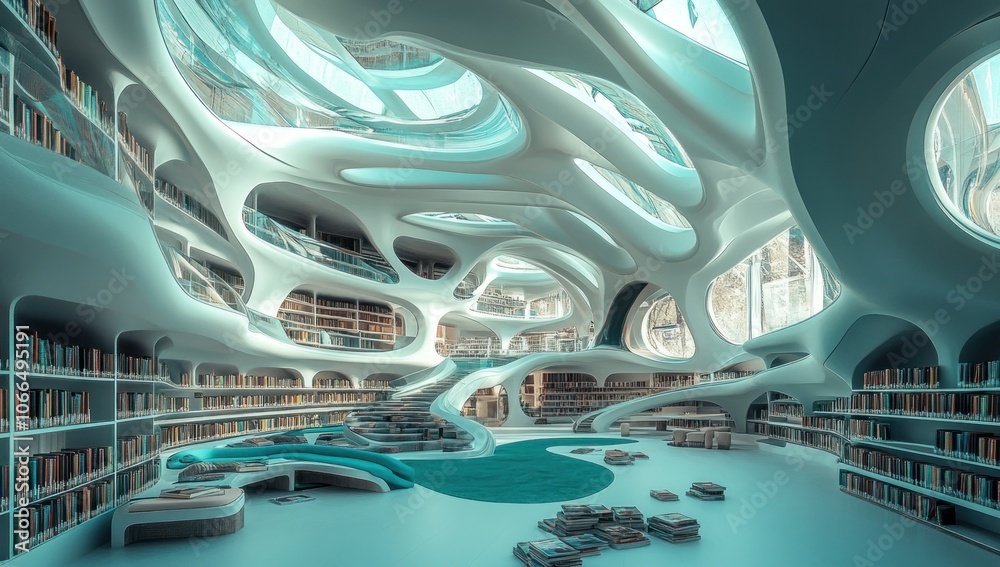 Fototapeta premium Modern Library Interior Architecture