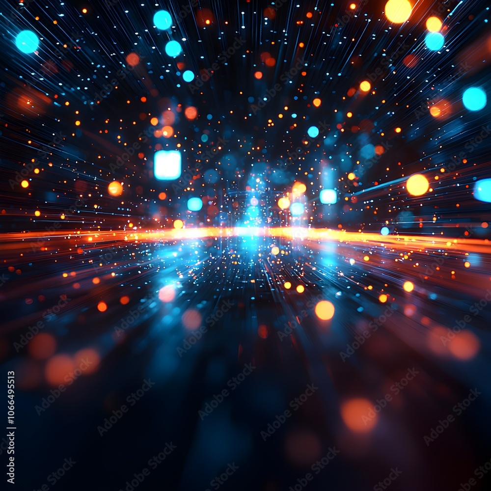 Abstract digital light trails creating a vibrant cosmic effect Abstract digital light trails creating a vibrant cosmic effect