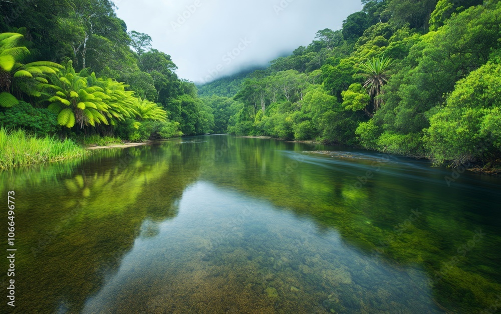 Serene Forest River Landscape Serene Forest River Landscape