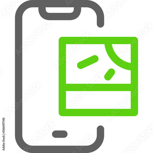 A smartphone displaying an image with bright colors in a minimalistic design focused on digital content creation and sharing