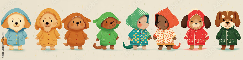 Cute animals wearing raincoats Cute animals wearing raincoats