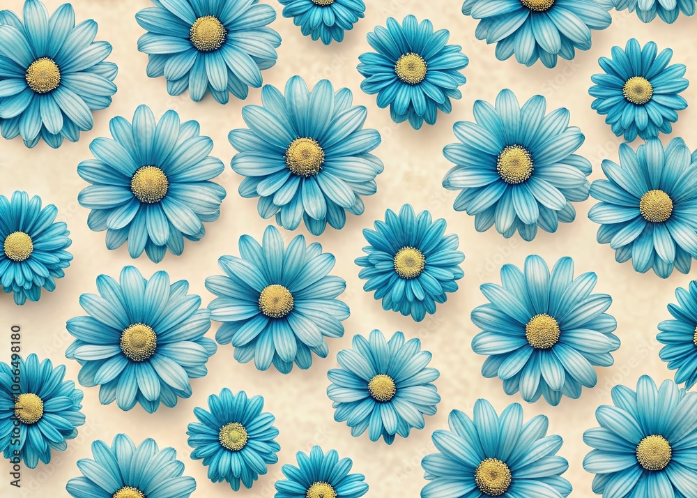 Blue Floral Pattern Retro Daisy Seamless Background for Minimalist Photography and Design Projects Blue Floral Pattern Retro Daisy Seamless Background for Minimalist Photography and Design Projects