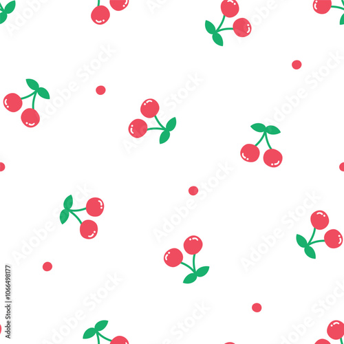 cherry and dot seamless pattern design for background, wallpaper, card, printing, textile design, blanket pattern, blanket pattern for kids, notebook, diary cover, decorative, and etc.