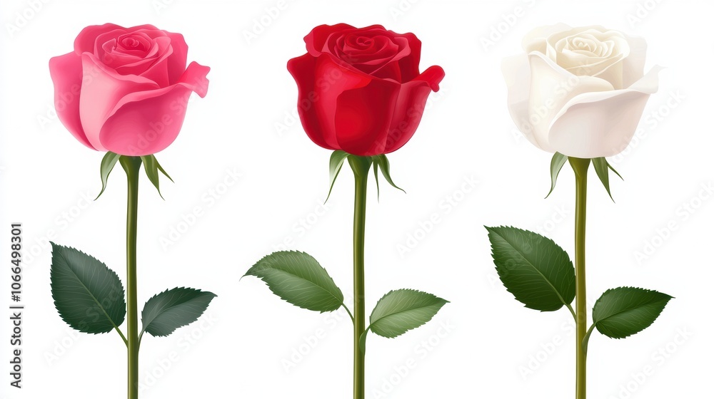 Fototapeta premium Beautiful Colorful Roses on White Background