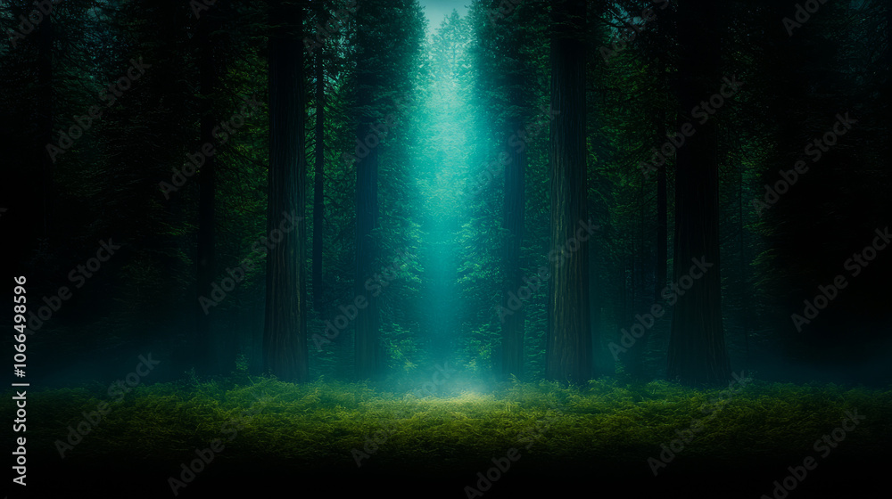 Obraz premium Misty Giants: The Allure of a Sequoia Grove