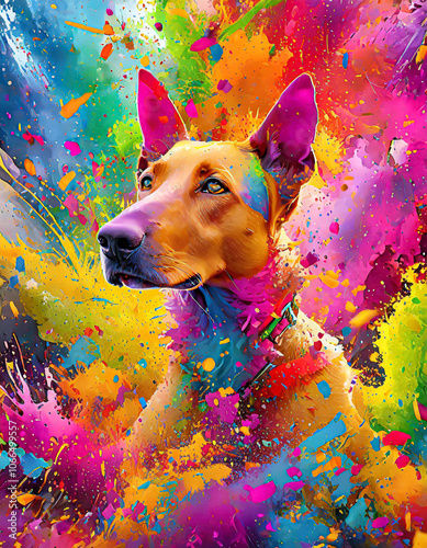 Oil painting Thai Ridgeback dog highly detailed order versus chaos colors full