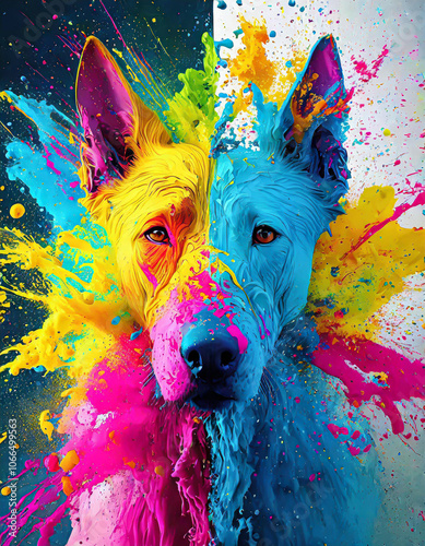 Oil painting Thai Ridgeback dog highly detailed order versus chaos colors full