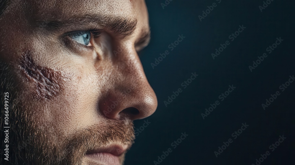 Man with visible scar from infection, representing longterm health challenges Man with visible scar from infection, representing longterm health challenges