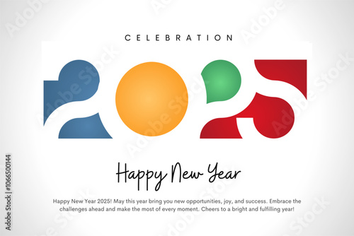 Happy new year 2025 design. With colorful truncated number illustrations. Premium vector design 2025