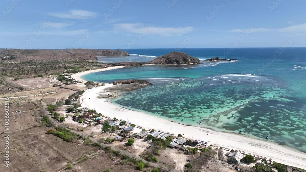 Serene tropical island beach Tanjun Aan Lombok Indonesia Aerial drone footage 4k Mavic 3 travel content Serene tropical island beach Tanjun Aan Lombok Indonesia Aerial drone footage 4k Mavic 3 travel content