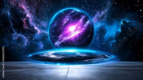 Cosmic Galaxy Planet with Nebula and Starscape Background