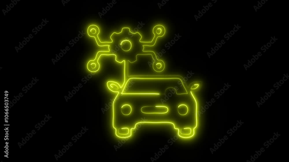 Glowing Car Services Icon and Symbol in HD Video Neon Animation on Black Background Glowing Car Services Icon and Symbol in HD Video Neon Animation on Black Background
