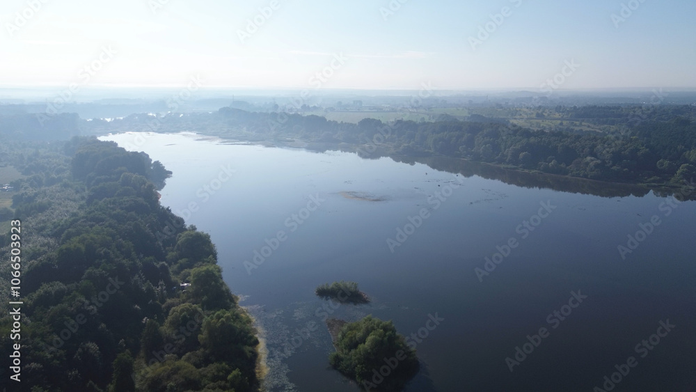 Peaceful Lake with Floating Boats Peaceful Lake with Floating Boats