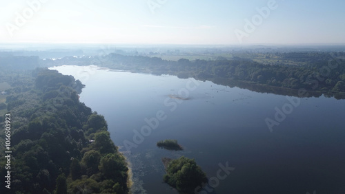 Peaceful Lake with Floating Boats