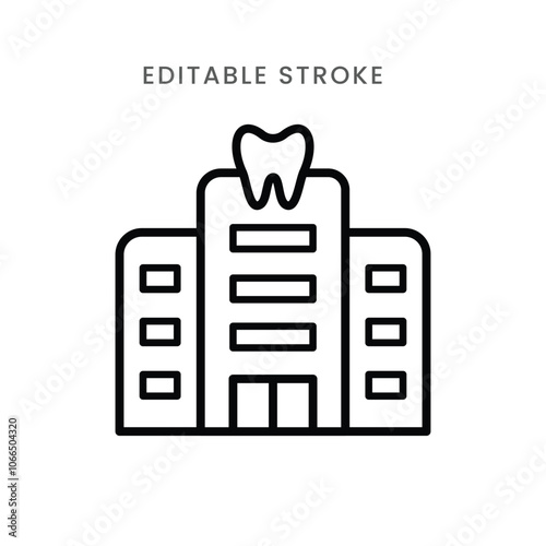 Dental clinic icon vector. Dentistry services, therapy, hospital or clinic symbol outline icon. Editable stroke