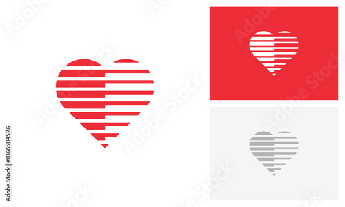 Digital heart modern concept logo design