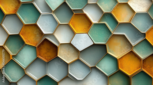 Illustration abstraite de motifs hexagonaux de nid d'abeille en 3D, design géométrique moderne et minimaliste