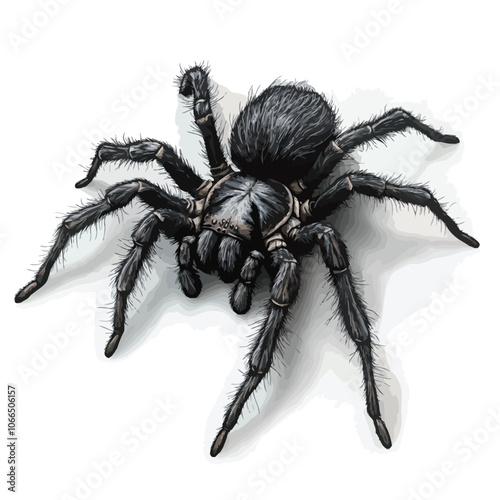 3D rendering of a black tarantula isolated on white background 