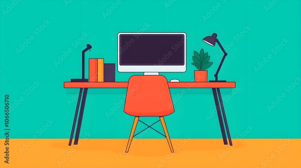 Modern Minimalist Workplace Illustration Modern Minimalist Workplace Illustration