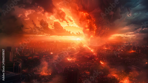 End of the world. Apocalypse 3D. Extinction-level event. Dystopian and apocalyptic background