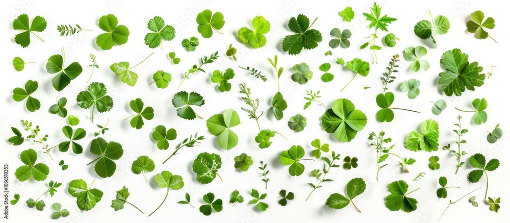 Collection of fresh green shamrocks isolated on white background. Collection of fresh green shamrocks isolated on white background.