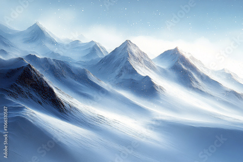 Wallpaper Mural Snowy mountain slopes stretch beneath a clear blue sky in a tranquil winter landscape Torontodigital.ca