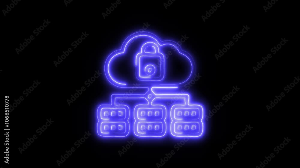 Glowing Cloud Data Storage Icon and Symbol in HD Video Neon Animation on Black Background Glowing Cloud Data Storage Icon and Symbol in HD Video Neon Animation on Black Background