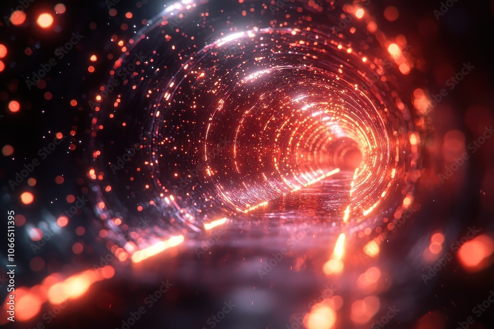 Obraz premium Abstract Tunnel of Glowing Red and White Lights