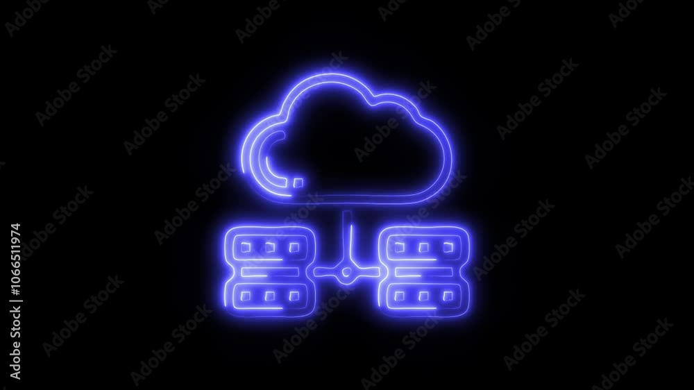 Glowing Cloud Database Icon and Symbol in HD Video Neon Animation on Black Background Glowing Cloud Database Icon and Symbol in HD Video Neon Animation on Black Background
