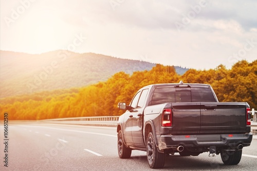 truck driving on a countryside highway