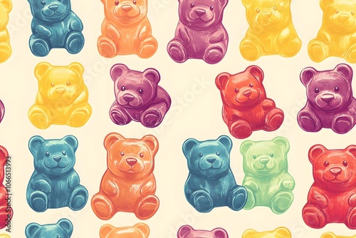 Gummy bears seamless pattern