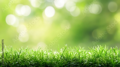 Lush green grass background with soft bokeh, ideal for natureinspired designs and projects