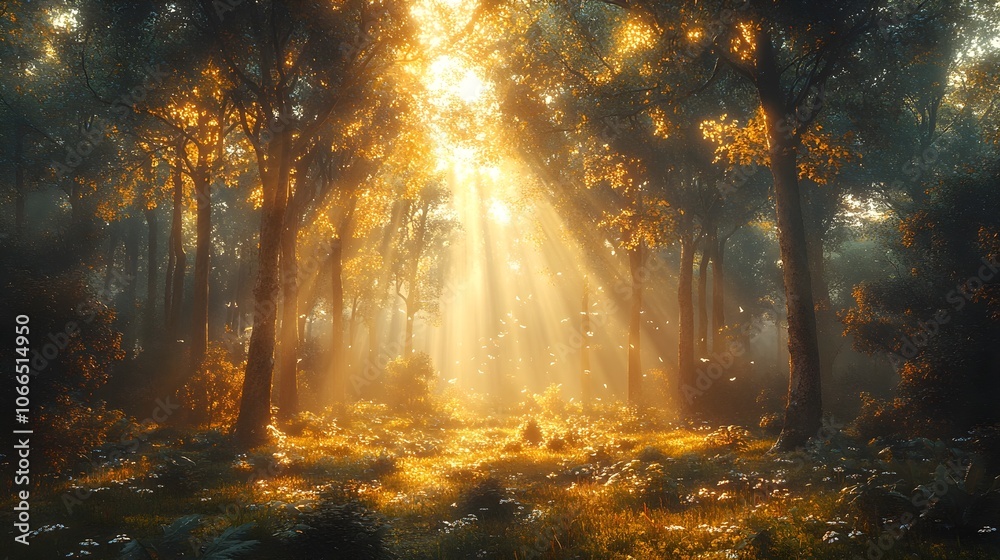 Serene pine forest with tall slender trees, rays of light piercing through, soft shadows on the forest floor. Serene pine forest with tall slender trees, rays of light piercing through, soft shadows on the forest floor.