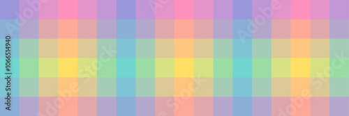 Abstract pixel color gradient checkered banner, vector background, horizontal cover design