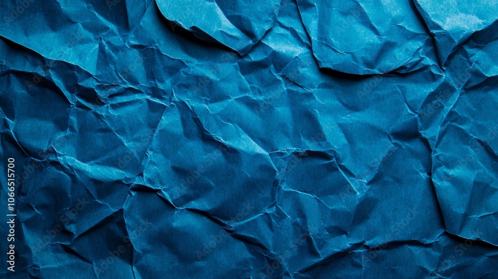 Fototapeta premium Crumpled blue paper texture background, a versatile backdrop for design projects with wrinkled and folded effects