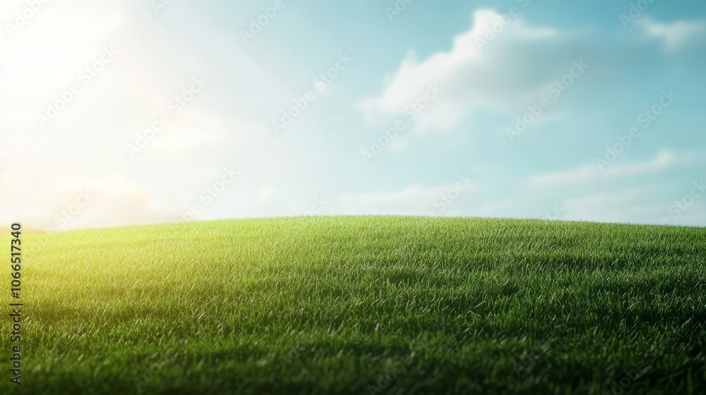 Vibrant blue sky meets lush green hill, a serene landscape of natural beauty and tranquility Vibrant blue sky meets lush green hill, a serene landscape of natural beauty and tranquility