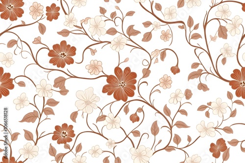 Victorian ivy and blossoms pattern