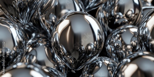 Replicate shiny metallic balloons featuring a surreal mirror effect, emphasizing themes of uniqueness and contrast to highlight their differentiation and dissimilarity. photo