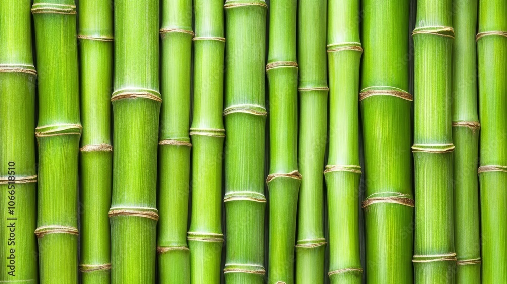 Closeup of vibrant green bamboo stalks, showcasing natural texture and intricate details in a lush garden setting Closeup of vibrant green bamboo stalks, showcasing natural texture and intricate details in a lush garden setting