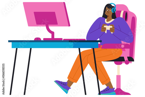 A Man Sitting Disappointed After Losing A Video Game Illustration