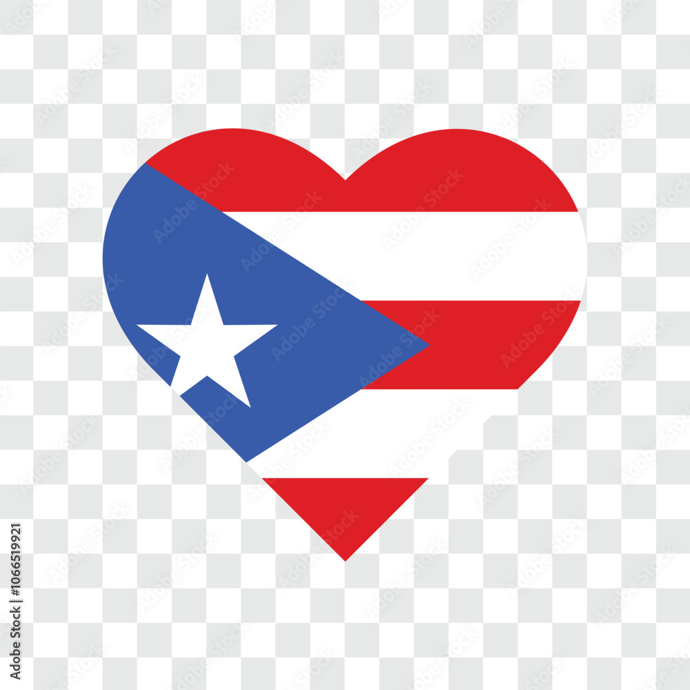Puerto Rico flag love shape. Vector illustration